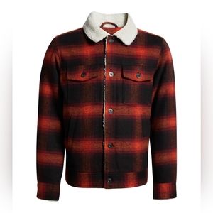 Lucky Brand Thanos Wool Plaid Faux Shearling Jacket